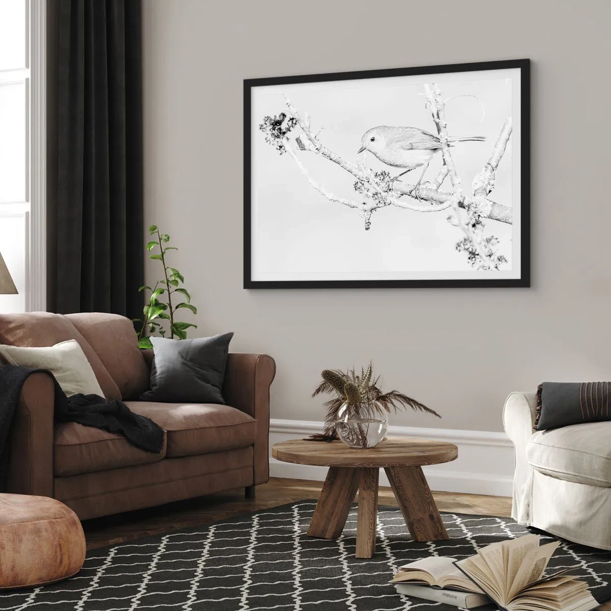 Poster in cornice nera - Mattino invernale - 91x61 cm