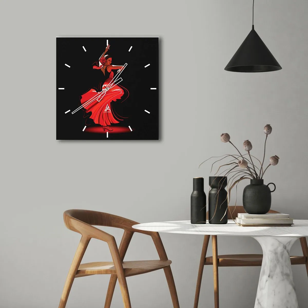 Orologio da parete - Orologio in Vetro - Lo spirito focoso del flamenco - 40x40 cm