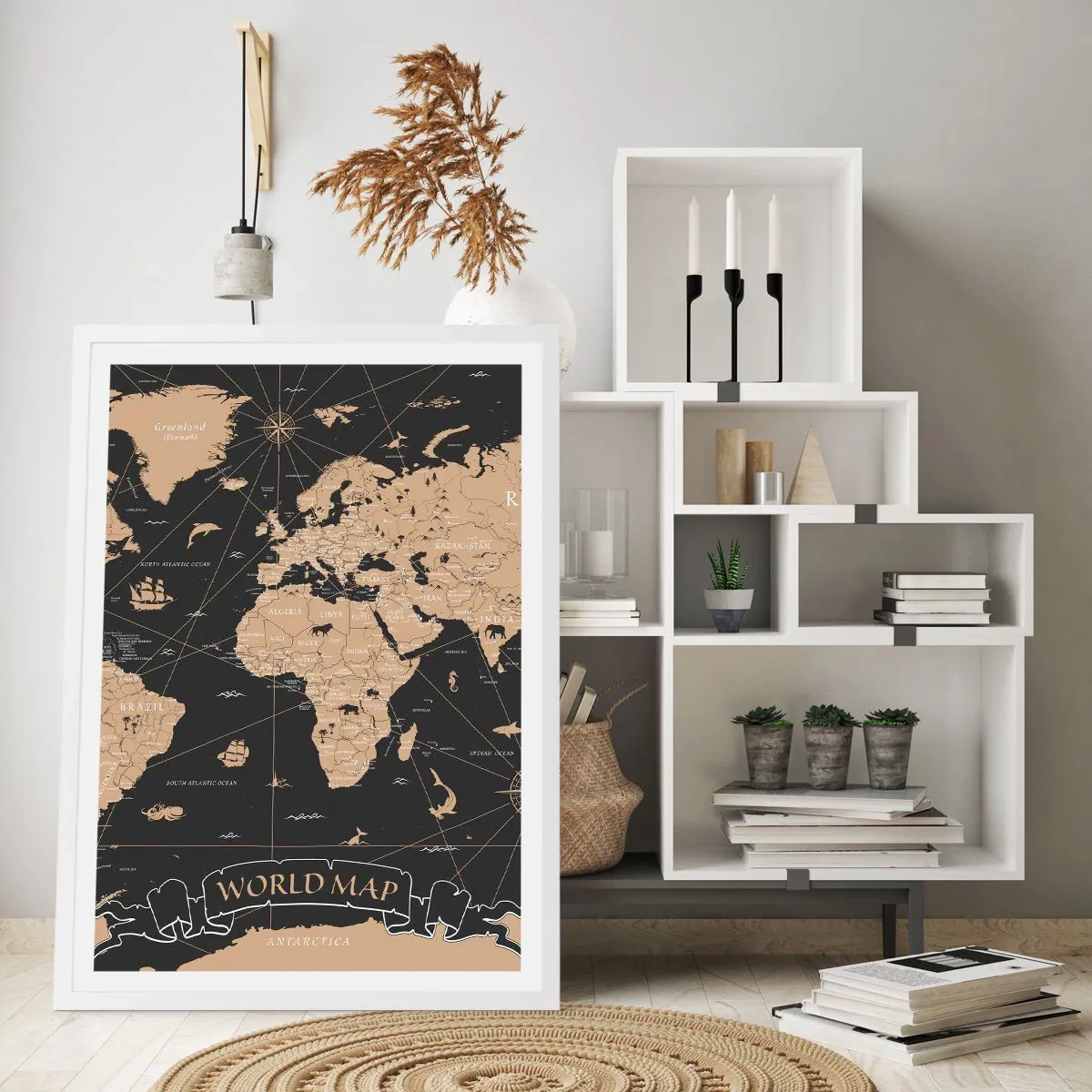 Poster in cornice bianca - I confini del mio mondo - 61x91 cm