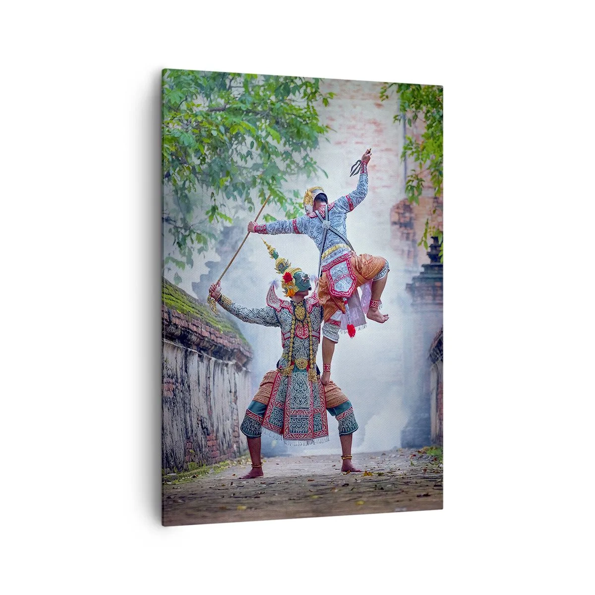 Quadro su tela - Stampe su Tela - Danza tradizionale in un ambiente storico con un muro e alberi - 70x100cm - Danza terribilmente bella - Decorazione murale moderna per soggiorno e camera da letto ARTTOR