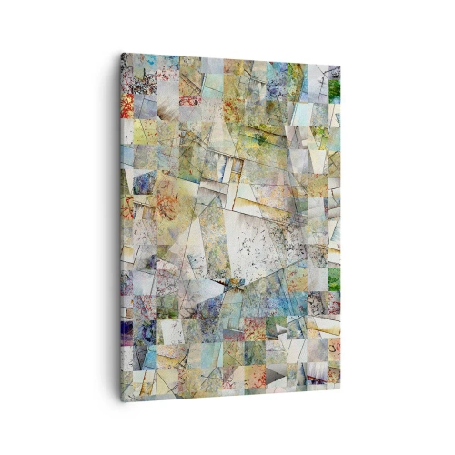 Quadro su tela - Stampe su Tela - Astrazione colorata con forme e linee geometriche - 50x70cm - Rimpasto geometrico - Decorazione murale moderna per soggiorno e camera da letto ARTTOR