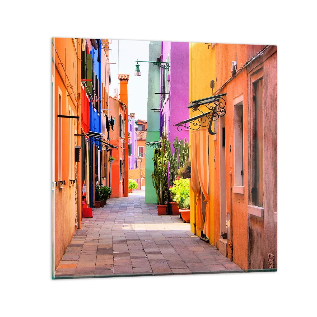 Quadro su vetro - Angolo multicolore - 70x70 cm
