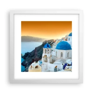 Poster in cornice bianca - Santorini: aggrappate alle rocce - 30x30 cm