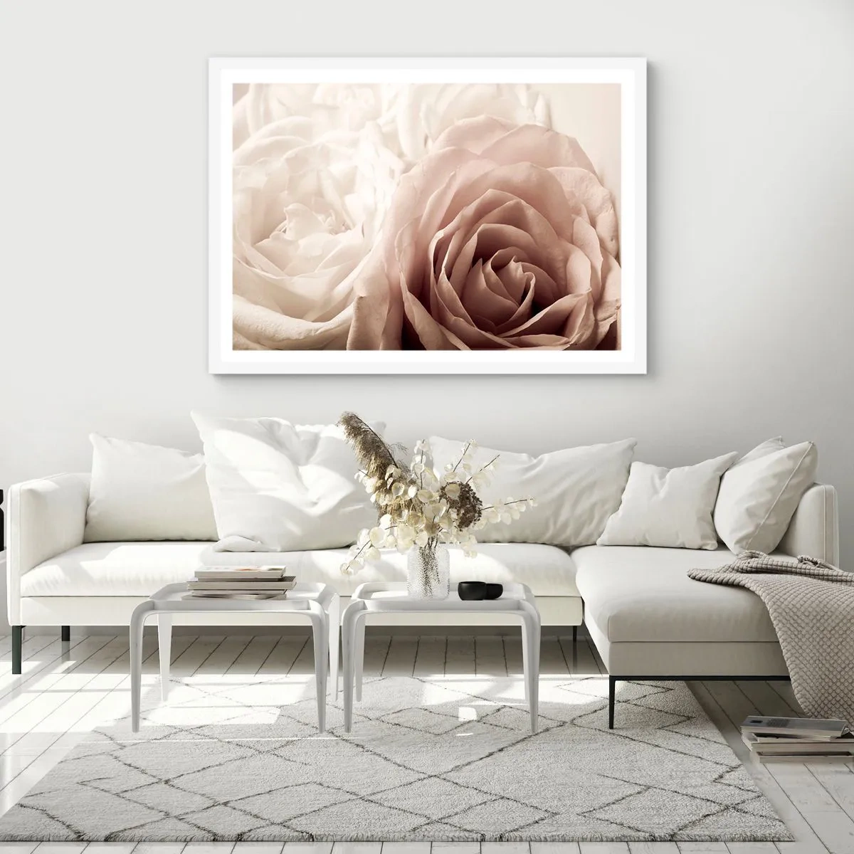 Poster in cornice bianca - Nel cuore della rosa - 100x70 cm