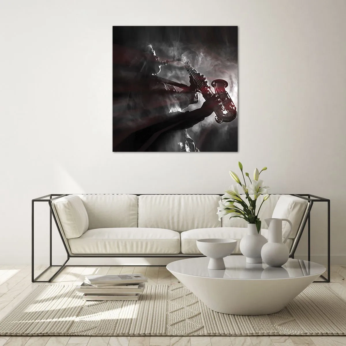 Quadro su vetro - Nei fumi del jazz - 50x50 cm