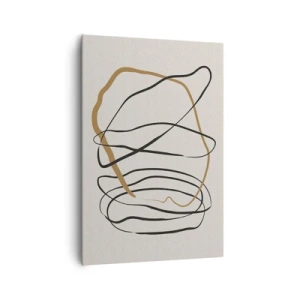 Quadro su tela - Stampe su Tela - Linee artistiche in nero e oro su uno sfondo chiaro - 70x100cm - Composizione: danza intricata - Decorazione murale moderna per soggiorno e camera da letto ARTTOR