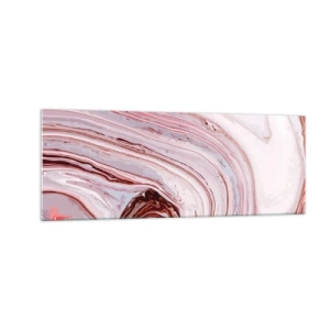 Quadro su vetro - Motivo astratto in rosa e bianco - 140x50cm - Dritto, poi a destra in basso - Decorazione murale moderna per soggiorno e camera da letto ARTTOR