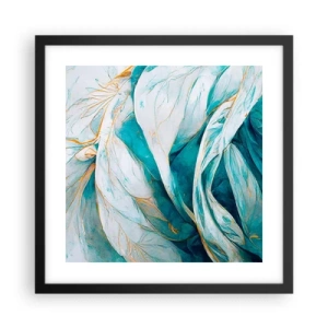 Poster in cornice nera - Astrazione blu con motivi d'oro - 40x40 cm
