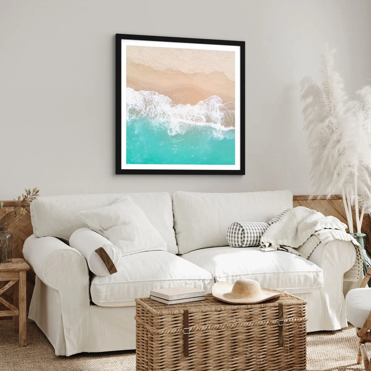 Poster in cornice nera - Un tocco carezzevole - 60x60 cm