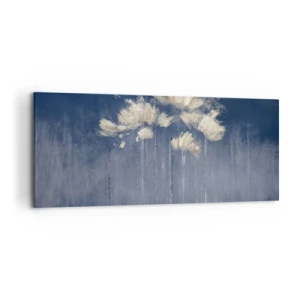 Quadro su tela - Stampe su Tela - Delicati fiori su sfondo blu - 120x50cm - Come petali al vento - Decorazione murale moderna per soggiorno e camera da letto ARTTOR