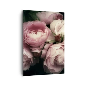 Quadro su tela - Stampe su Tela - Un bouquet di rose nelle delicate tonalità del rosa e del bianco - 50x70cm - Il fascino della Belle Époque - Decorazione murale moderna per soggiorno e camera da letto ARTTOR