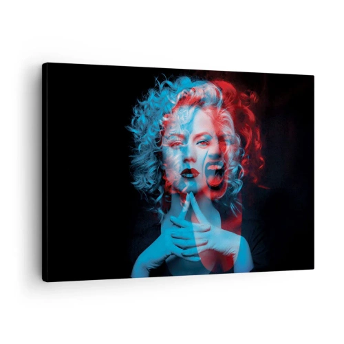 Quadro su tela - Stampe su Tela - Doppio ritratto di donna in rosso e blu - 70x50cm - Alter ego - Decorazione murale moderna per soggiorno e camera da letto ARTTOR