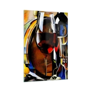 Quadro su vetro - Natura morta astratta con bicchieri e strumenti - 70x100cm - E il mondo riprende colore - Decorazione murale moderna per soggiorno e camera da letto ARTTOR