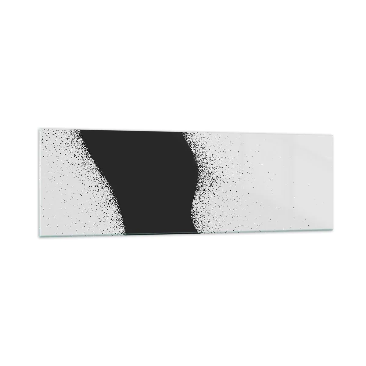 Quadro su vetro - Motivo astratto in bianco e nero con delicati punti su tela - 160x50cm - Equilibrio fluido - Decorazione murale moderna per soggiorno e camera da letto ARTTOR