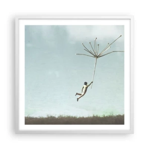 Poster in cornice bianca - Aquiloni, denti di leone, vento - 60x60 cm