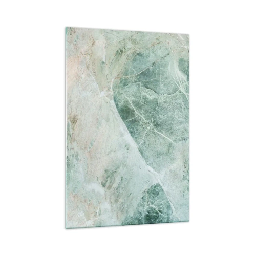 Quadro su vetro - Marmo verde con delicate venature bianche - 70x100cm - Il freddo nobile della pietra - Decorazione murale moderna per soggiorno e camera da letto ARTTOR