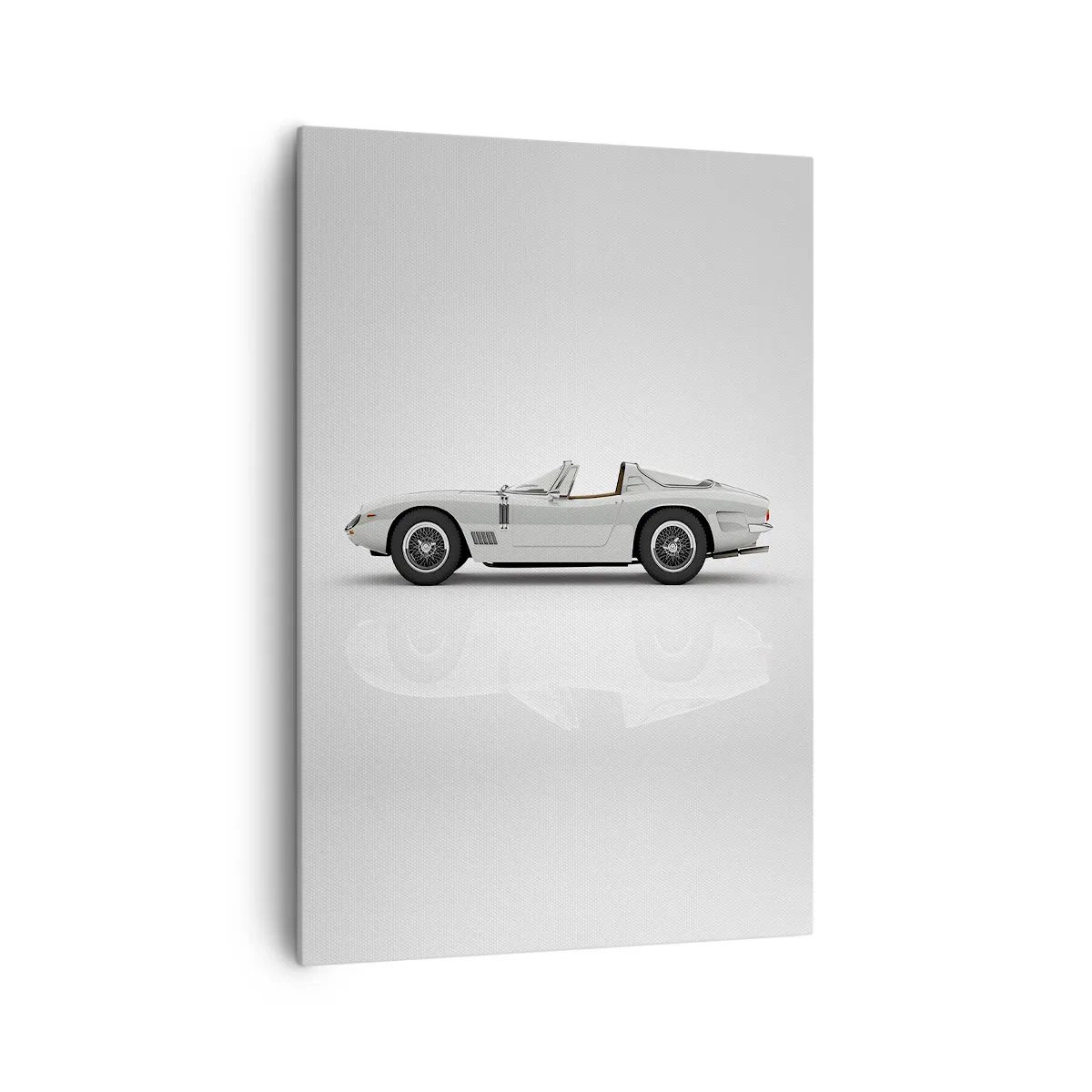 Quadro su tela - Stampe su Tela - Classica decappottabile bianca su sfondo chiaro - 70x100cm - Promessa di divertimento - Decorazione murale moderna per soggiorno e camera da letto ARTTOR
