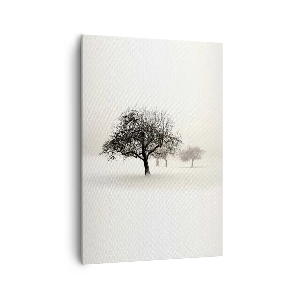 Quadro su tela - Stampe su Tela - Alberi in un campo innevato circondato dalla nebbia - 70x100cm - Sogno invernale - Decorazione murale moderna per soggiorno e camera da letto ARTTOR