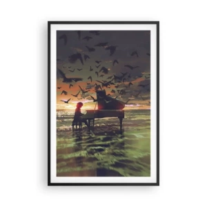 Poster in cornice nera - Concerto per pianoforte e onde - 61x91 cm