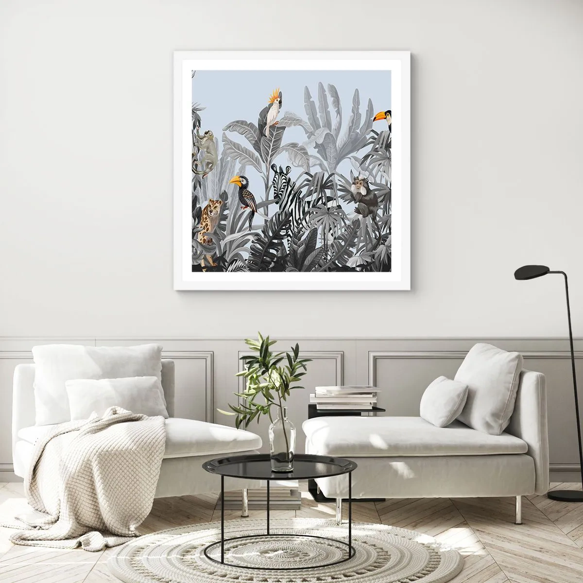 Poster in cornice bianca - Favola africana - 30x30 cm