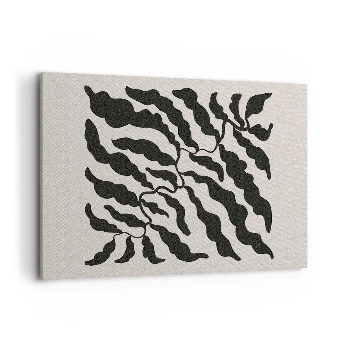Quadro su tela - Stampe su Tela - Ramoscelli con foglie nere su sfondo chiaro - 120x80cm - La natura del quadrato - Decorazione murale moderna per soggiorno e camera da letto ARTTOR