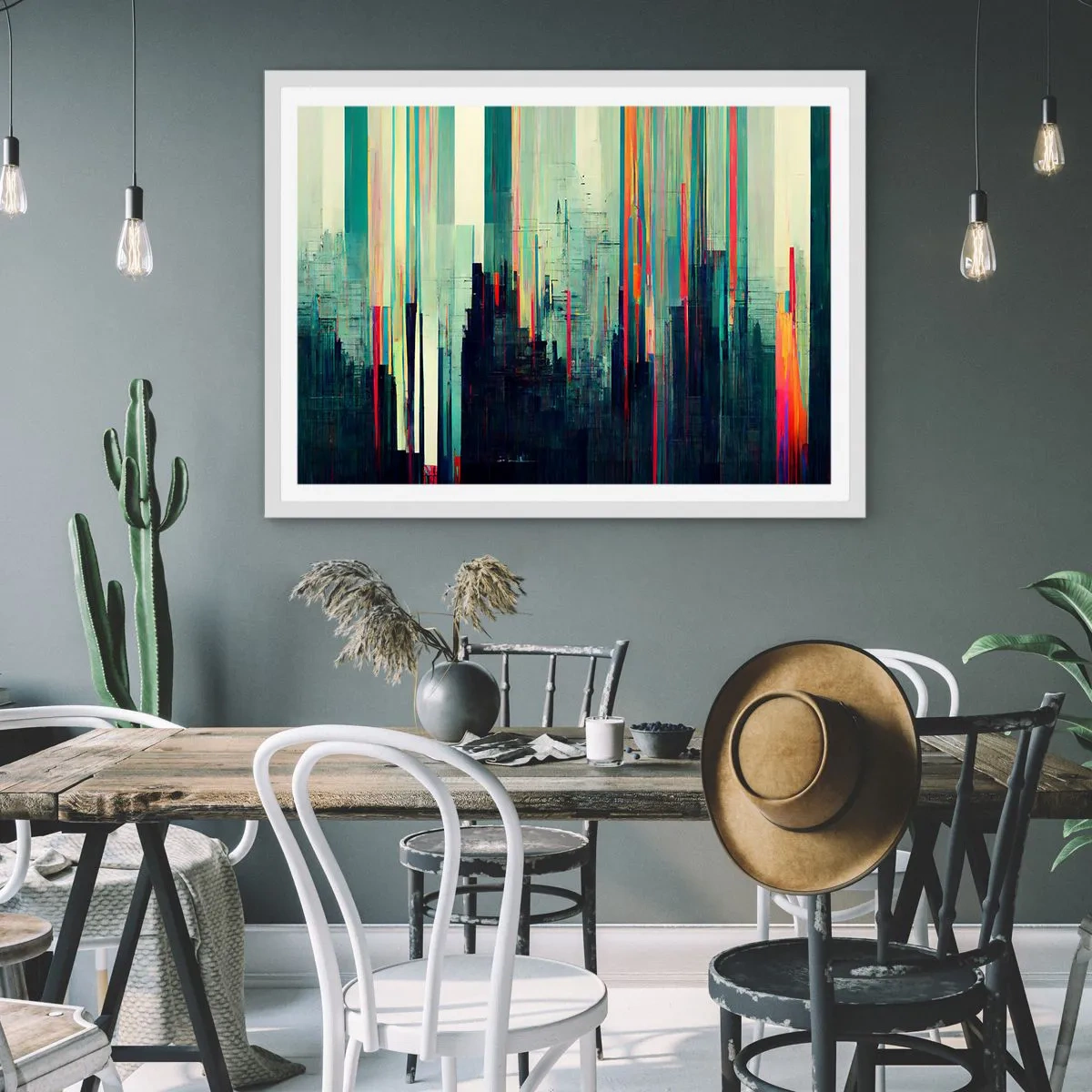 Poster in cornice bianca - Città futuristica - 100x70 cm