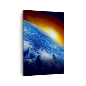 Quadro su tela - Stampe su Tela - Vista della Terra dallo spazio al tramonto - 70x100cm - L'alba sul pianeta azzurro - Decorazione murale moderna per soggiorno e camera da letto ARTTOR