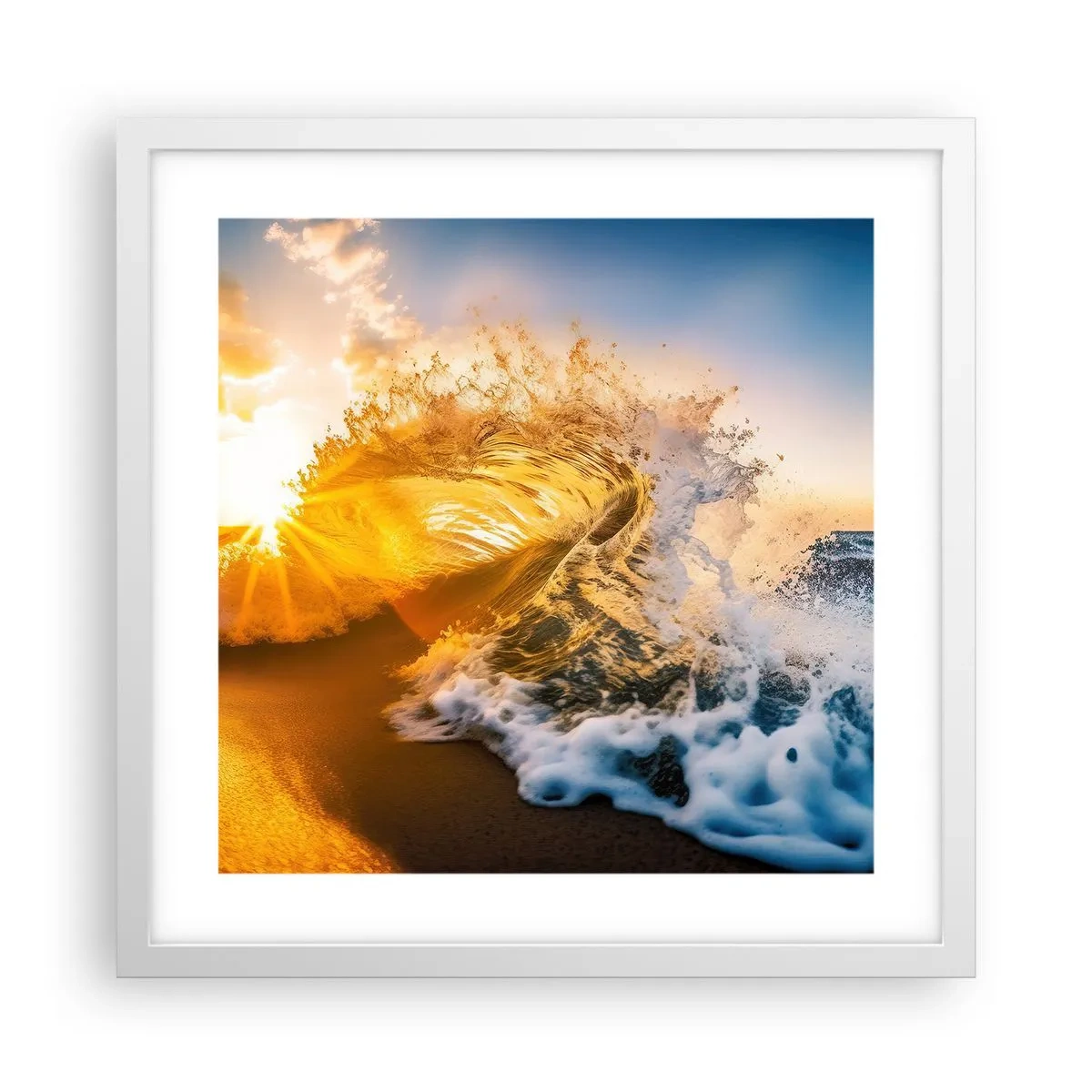 Poster in cornice bianca - Gioco sulla sabbia - 40x40 cm