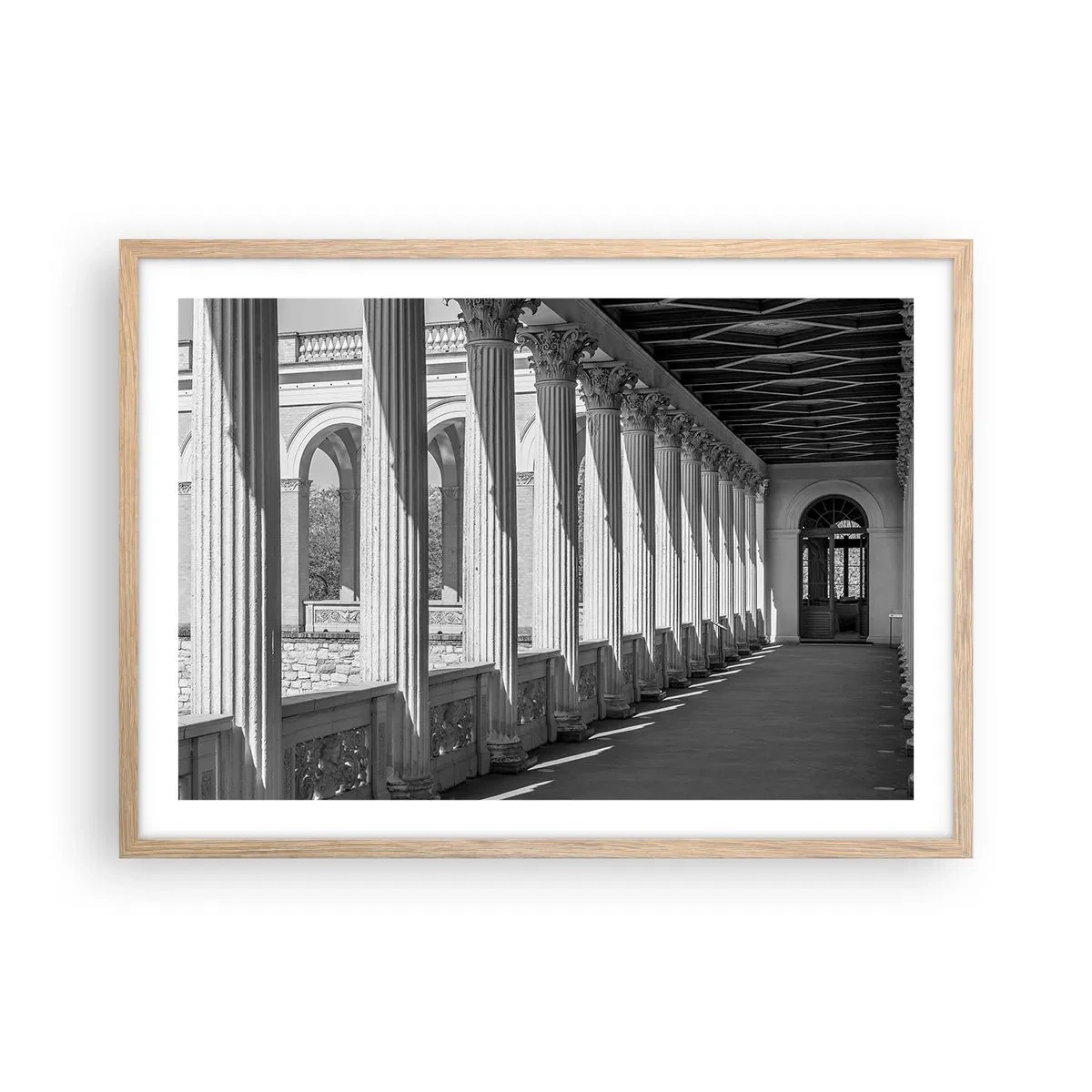 Poster in cornice rovere chiaro - Portico soleggiato - 70x50 cm