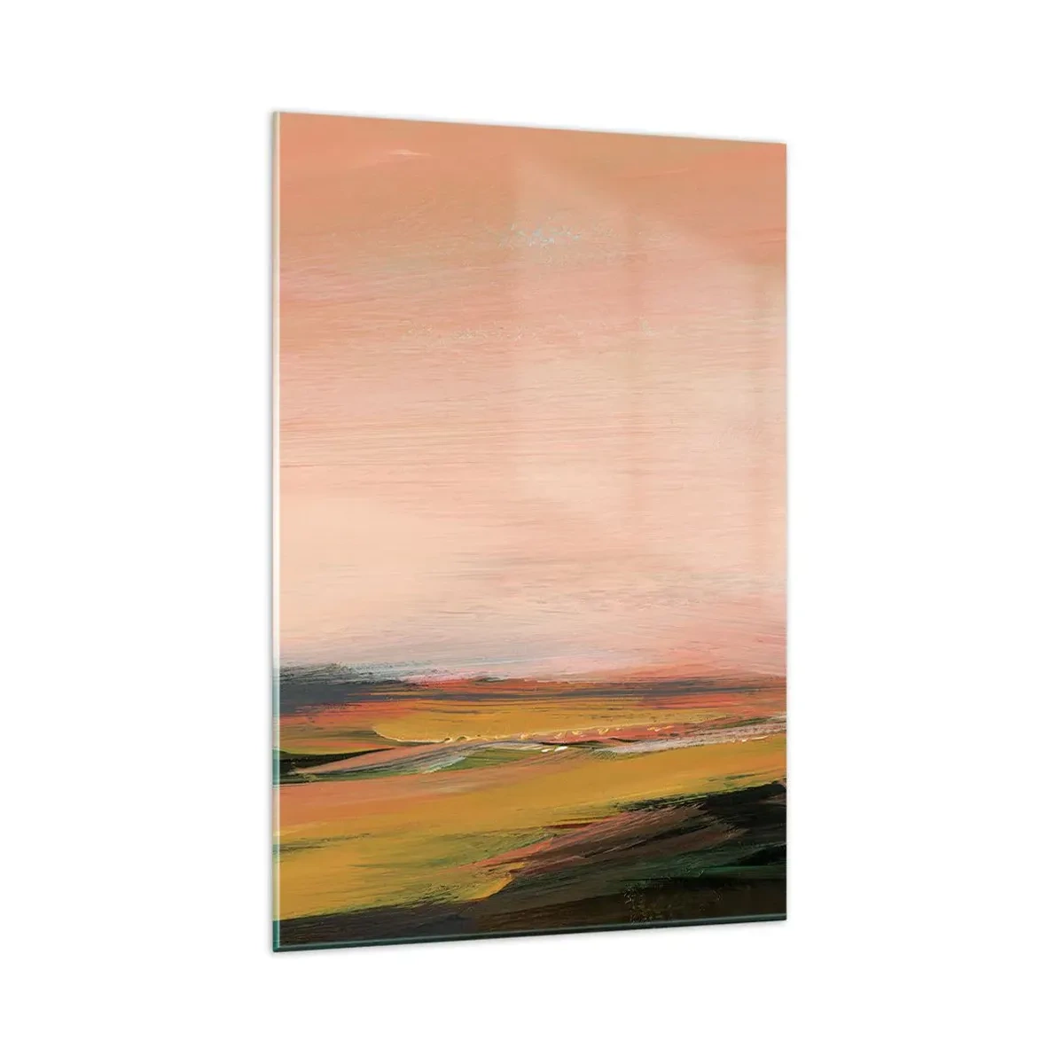 Quadro su vetro - Un paesaggio nei toni del rosa e dell'oro - 80x120cm - In tonalità di rosa - Decorazione murale moderna per soggiorno e camera da letto ARTTOR