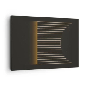 Quadro su tela - Stampe su Tela - Motivo geometrico a strisce su sfondo scuro - 70x50cm - Esaminare l'oscurità - Decorazione murale moderna per soggiorno e camera da letto ARTTOR