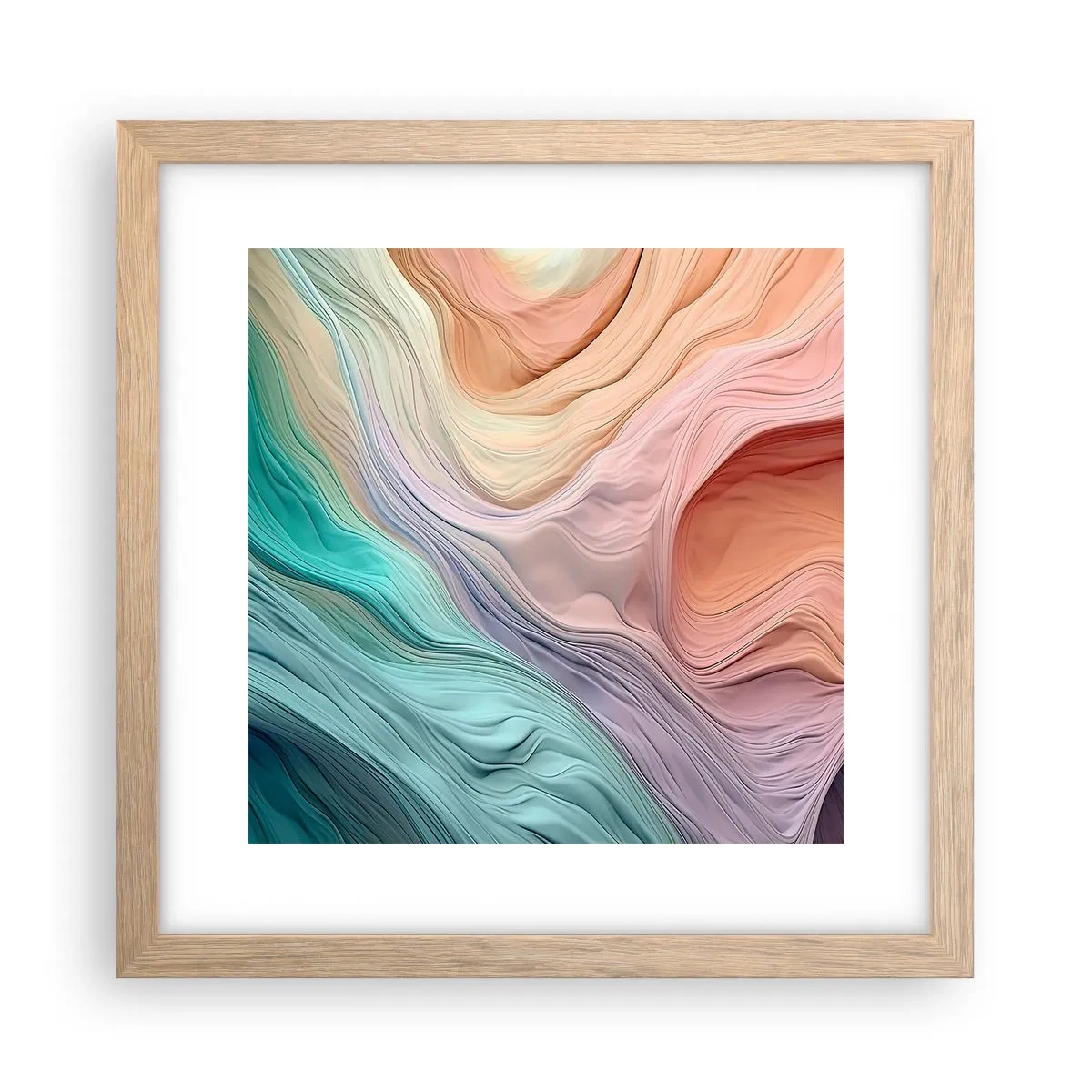 Poster in cornice rovere chiaro - Onda arcobaleno - 30x30 cm