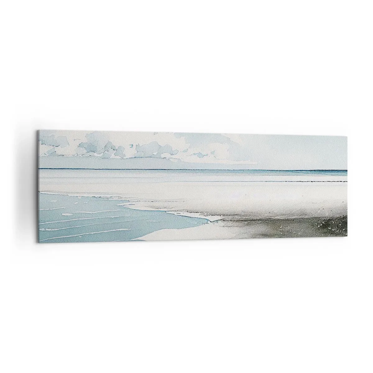 Quadro su tela - Stampe su Tela - Un mare calmo e una spiaggia dalle tonalità chiare di blu - 160x50cm - Marea dolce - Decorazione murale moderna per soggiorno e camera da letto ARTTOR