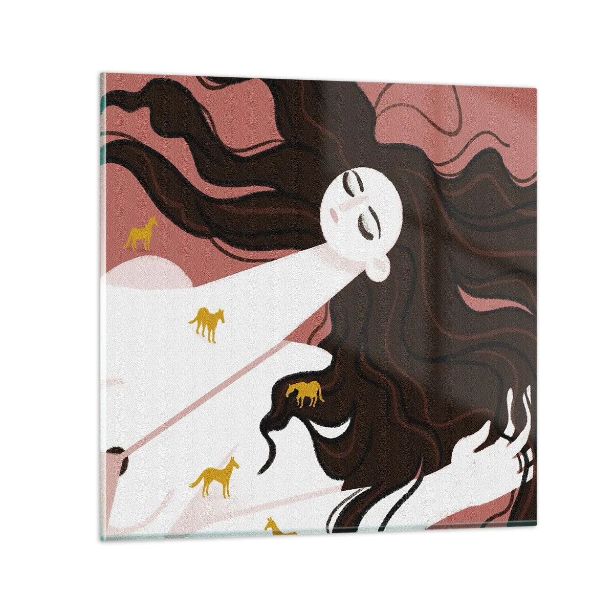 Quadro su vetro - Il sogno del cavallo d'oro - 50x50 cm