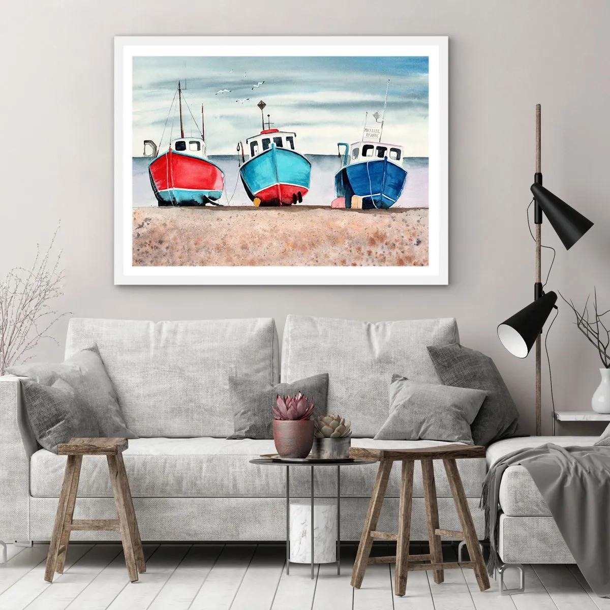 Poster in cornice bianca - Pronte alla pesca - 100x70 cm