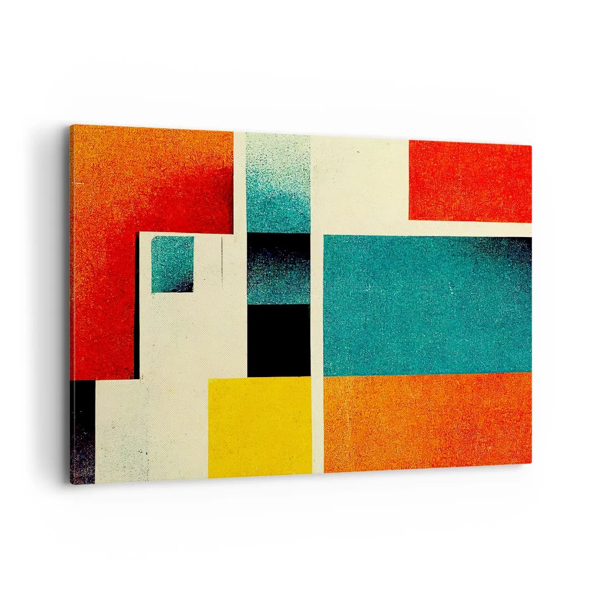 Quadro su tela - Stampe su Tela - Astrazione geometrica con rettangoli e quadrati colorati - 120x80cm - Astrazione geometrica: energia buona - Decorazione murale moderna per soggiorno e camera da letto ARTTOR