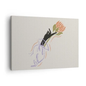 Quadro su tela - Stampe su Tela - Un bouquet di fiori minimalista in uno stile delicato - 70x50cm - Tocco delicato - Decorazione murale moderna per soggiorno e camera da letto ARTTOR