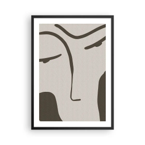 Poster in cornice nera - Ritratto minimalista del viso - 50x70cm - Come un quadro di Modigliani - Decorazione murale moderna per soggiorno e camera da letto ARTTOR