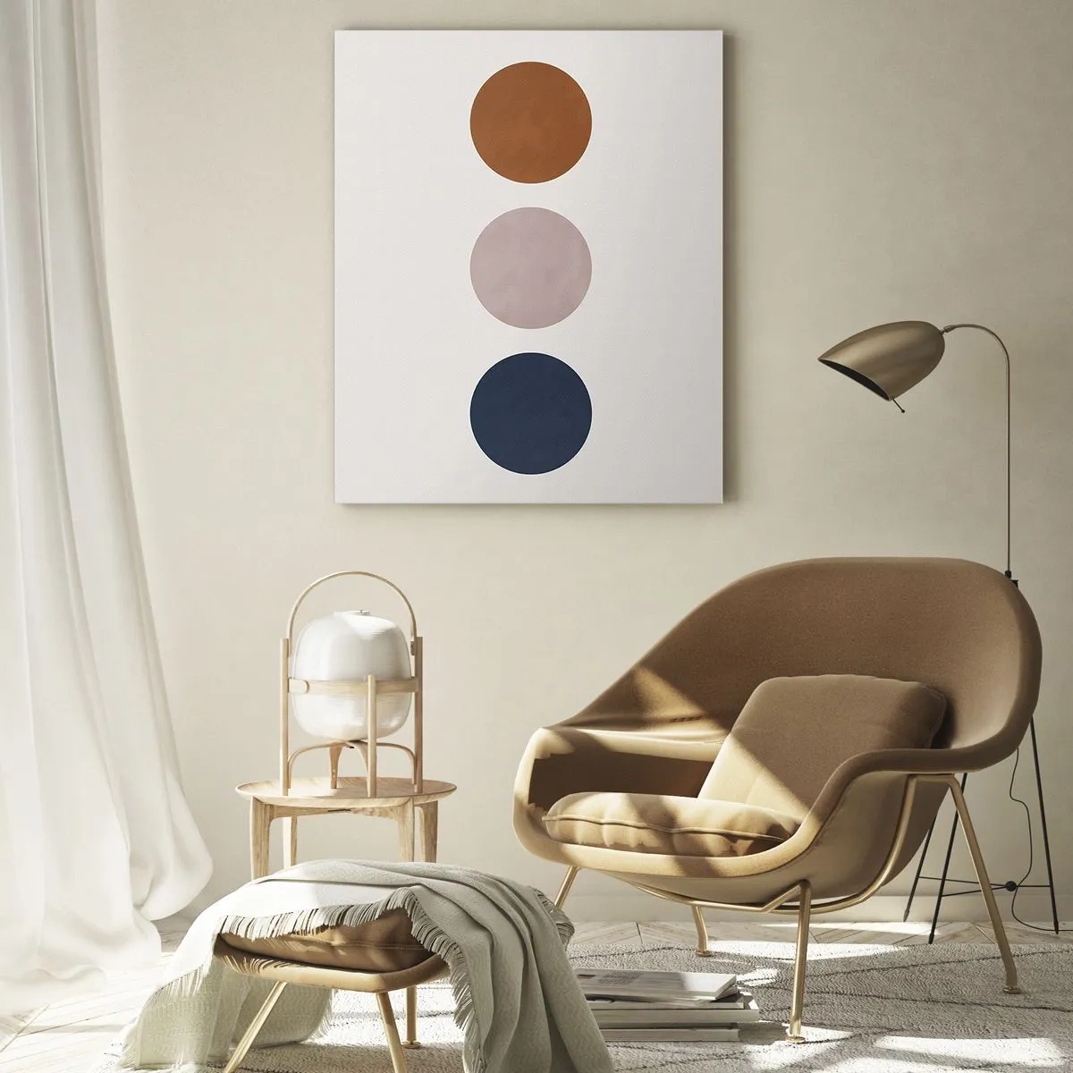 Quadro su vetro - Una composizione minimalista con tre cerchi colorati - 80x120cm - Simbolo di perfezione - Decorazione murale moderna per soggiorno e camera da letto ARTTOR