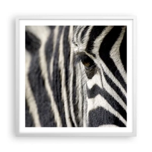 Poster in cornice bianca - Ritratto a strisce - 60x60 cm