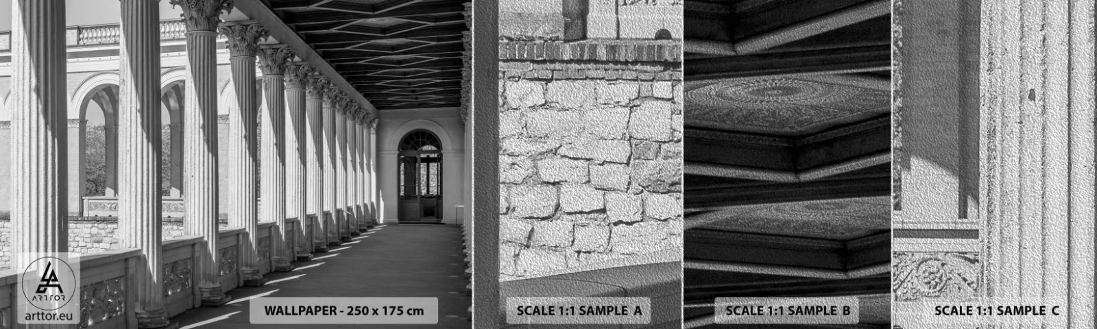 Campione di Fotomurale Premium Sand - Portico soleggiato - Colonne, Architettura, Classico - 100x30 cm