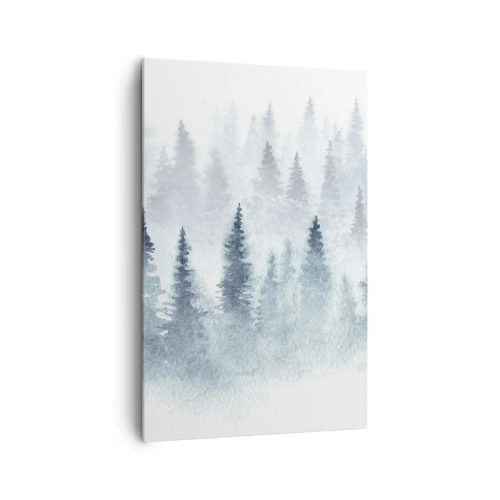 Quadro su tela - Stampe su Tela - Foreste di conifere immerse in una delicata nebbia - 80x120cm - Avvolti nella nebbia - Decorazione murale moderna per soggiorno e camera da letto ARTTOR