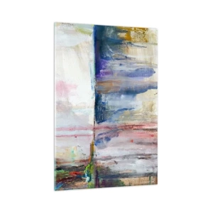 Quadro su vetro - Una composizione astratta di colori con effetto riflesso sulla tela. - 80x120cm - Impressioni e suggestioni colorate - Decorazione murale moderna per soggiorno e camera da letto ARTTOR