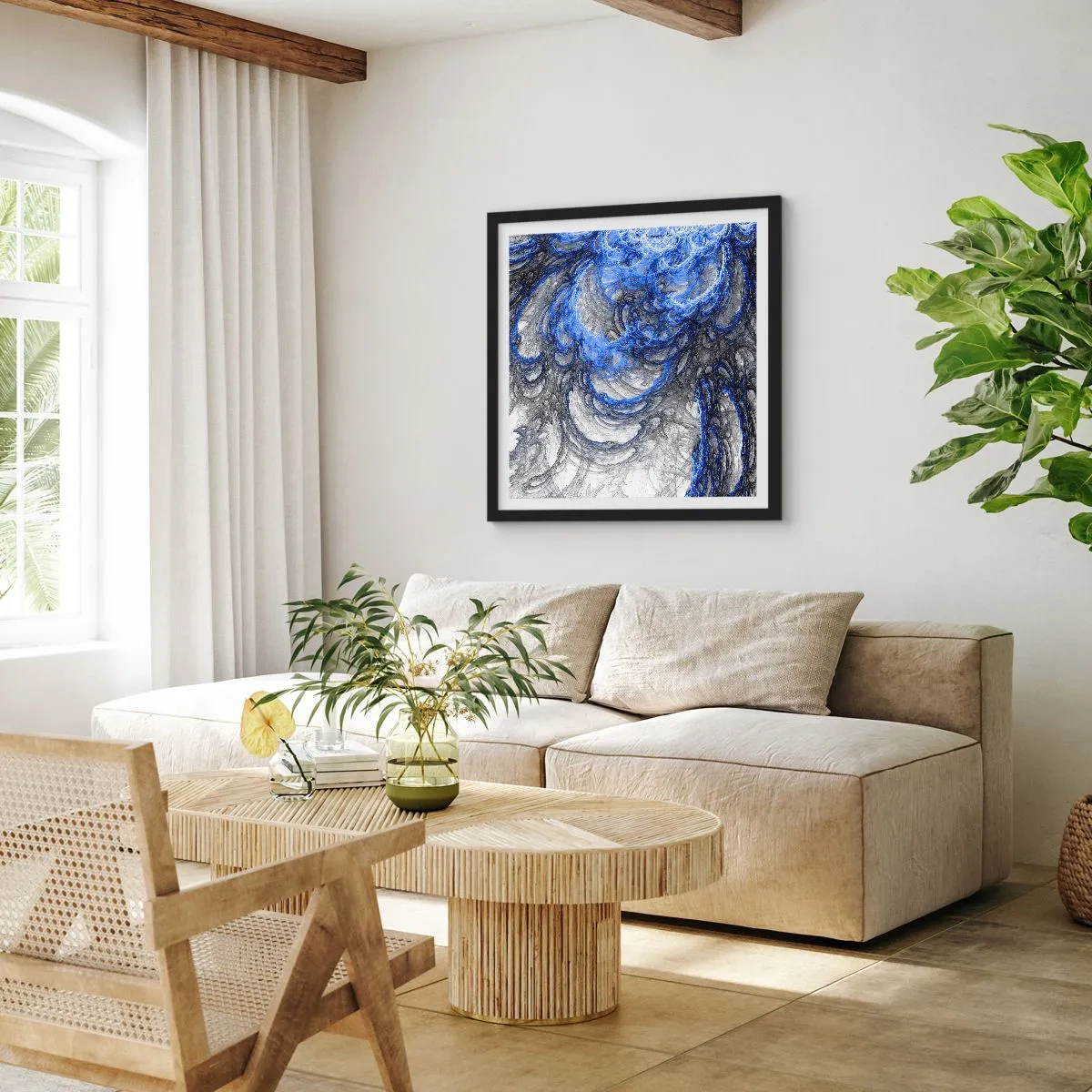 Poster in cornice nera - La nascita dell'onda - 30x30 cm