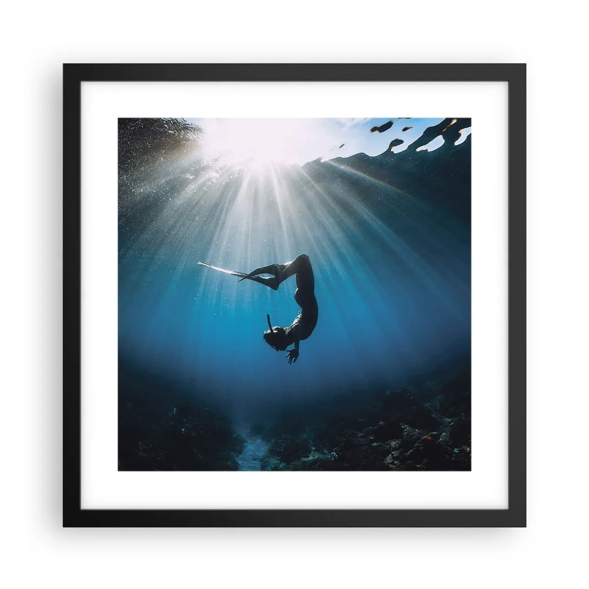 Poster in cornice nera - Danza subacquea - 40x40 cm