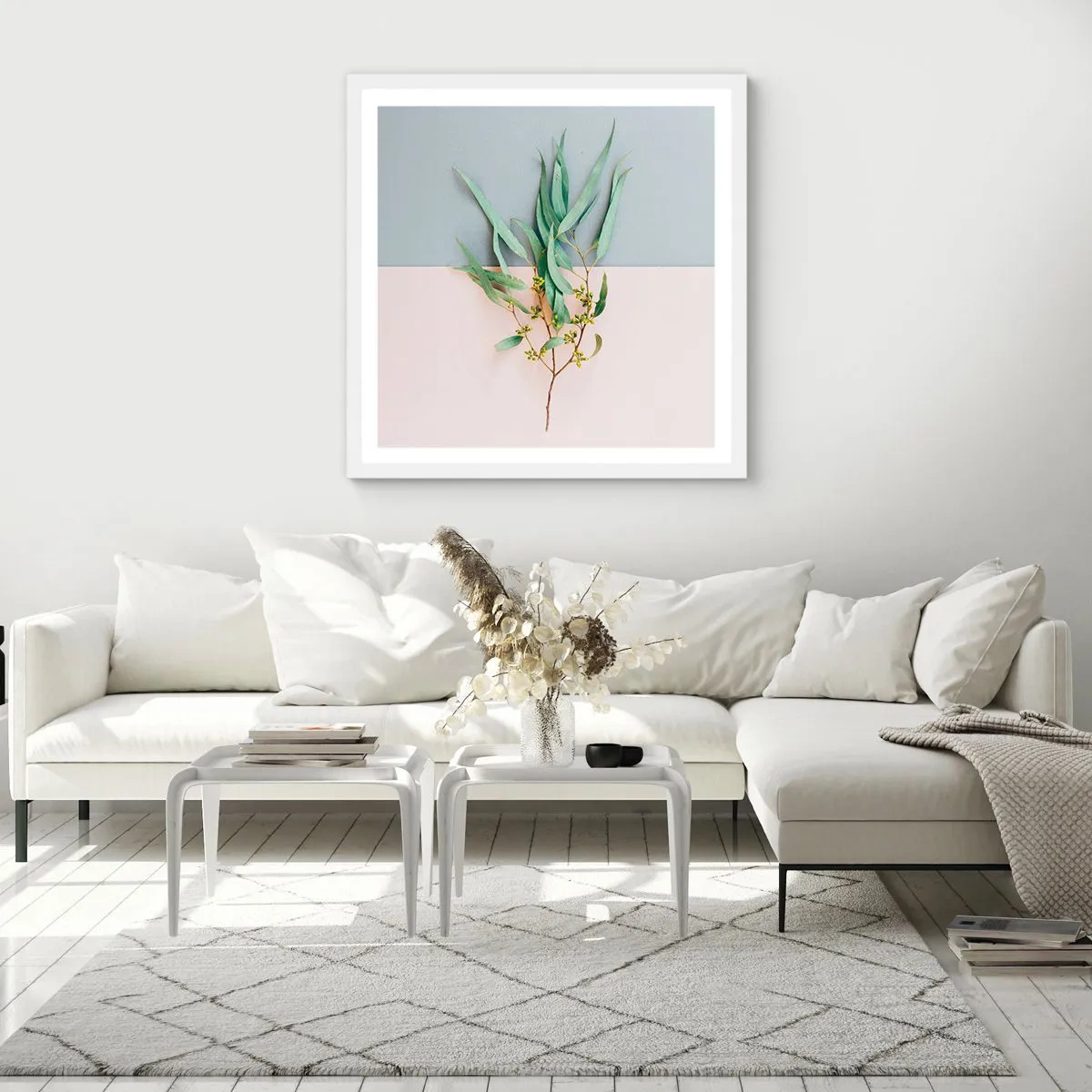 Poster in cornice bianca - Delicatezza pastello - 60x60 cm