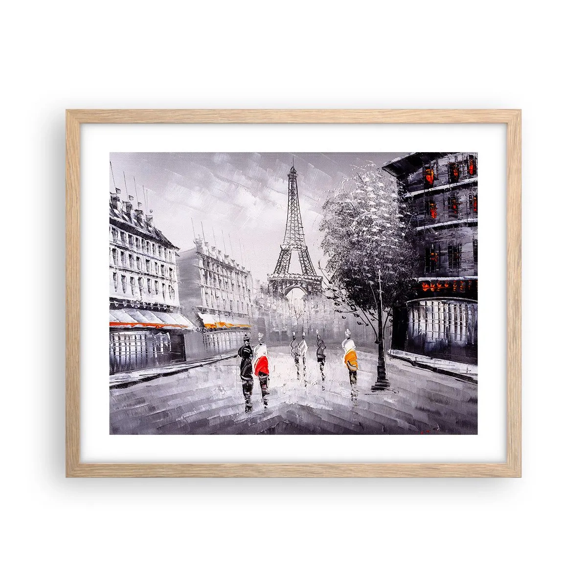 Poster in cornice rovere chiaro - Passeggiata a Parigi - 50x40 cm