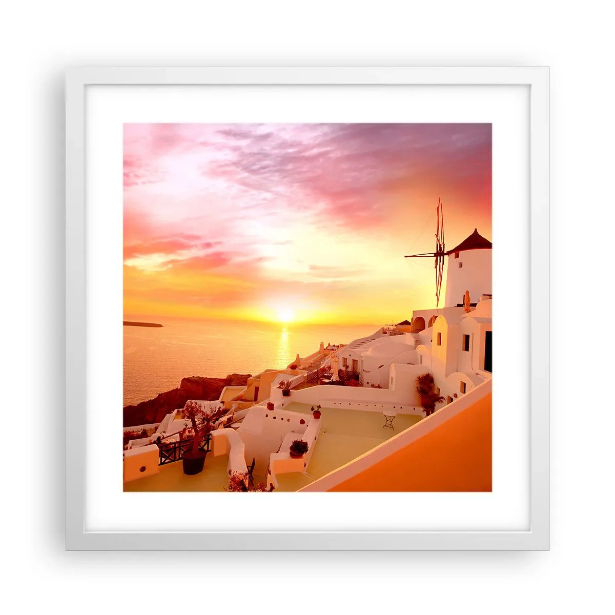 Poster in cornice bianca - Sciogliersi nel bianco e nell'oro - 40x40 cm