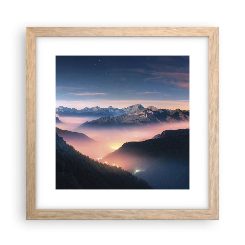 Poster in cornice rovere chiaro - La luce nelle valli - 30x30 cm