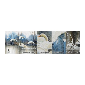 Campione di Fotomurale Premium Sand - Come la favola dei cigni selvatici - Cigni, Uccelli, Paesaggio - 100x30 cm
